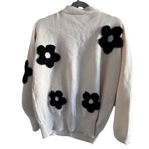 Oversized Cream Floral Grandma Cardigan